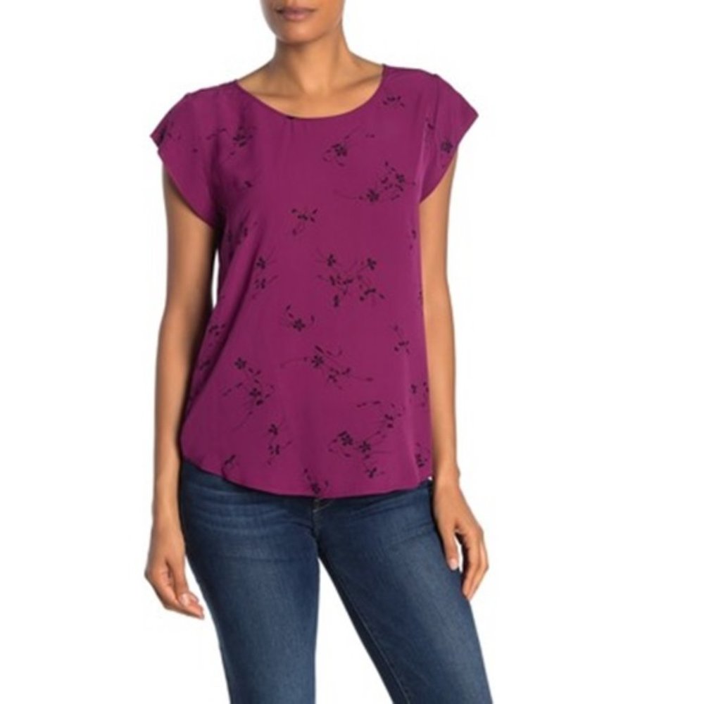 Magenta Floral Blouse NWOT